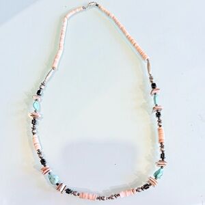 Vintage Pink and Silver Beaded Necklace